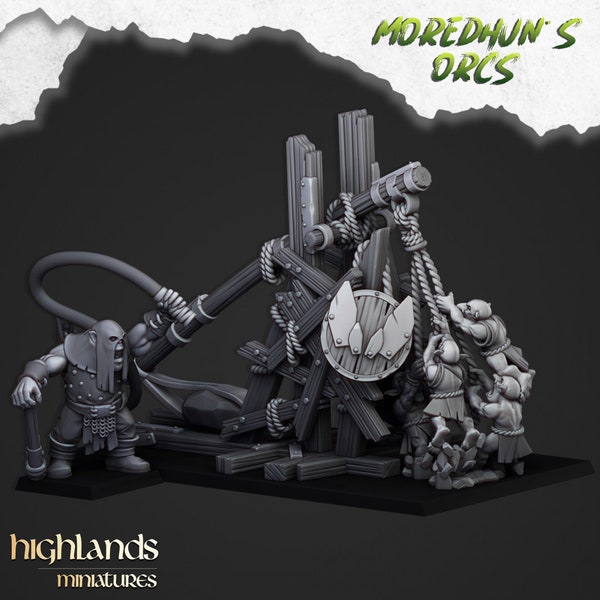 Orc Stonethrower - Highlands Miniatures | Goblin | Black Orc | Ork | Orcs | Siege | Fantasy | Pathfinder | Wargaming | Catapult | Artillery