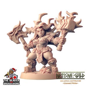 Helga Windfury dnd mini - Artisan Guild | Dwarf | Fighter | Female | Ranger | Barbarian | Pathfinder | Wargaming | Clan |