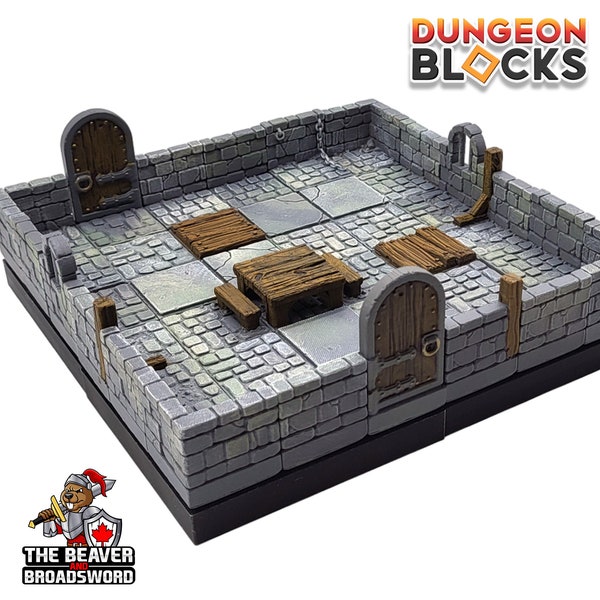 Dungeon Blocks 40 pezzi Camera iniziale - Tema Dungeon - Senza clip o magneti! / DnD / Pathfinder / Piastrelle / Confezione / Miniatura / Mini / Set / Kit