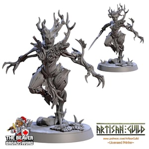 Barkwraith Spriggan B DnD Mini, Fighter, Fey, Dryad, Elven- High Quality Resin Printed DnD 28mm 32mm Tabletop Miniature, Tough Figurine