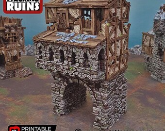 Puerta de entrada en ruinas - Ruinas de Shadowfey, DnD, Pathfinder 15 mm, 28 mm, 32 mm, escenografía de wargaming, terreno de mesa, construcción