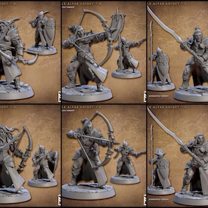 Mini set Cavalieri Elfici 28/32 mm - Gilda Artigiana / Alfar / Drow / Maschio / Femmina / Combattente / Ranger / Pathfinder / Wargaming / Esercito / Unità