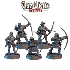 Bogenschützen des Königreichs 28/32 mm Mini-Set - Vae Victis | D&D | Bogenschütze | Dorfbewohnerin | Waldläufer | Mensch | Pfadfinder | TTPR | Kriegsspiele | Frostgrave