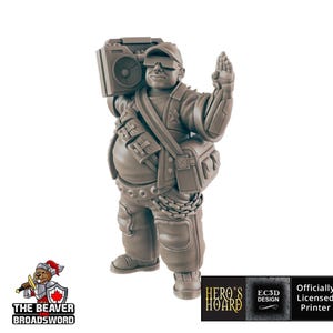 Boombox Guy Sci-fi Mini - EC3D | Legion | Cyberpunk | Starfinder | Scifi | Futuristic | Cybernetic | Male | VR |  28mm | 32mm Infinity