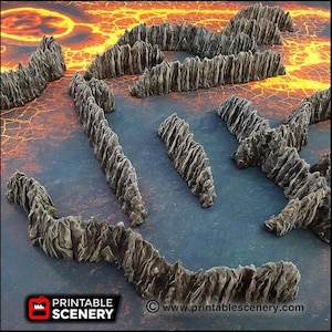 Modulära väggdekorationer med mörka grottor - Utskrivbara landskap | Fängelsehåla | Grotta | DnD | Undermörkret | Grotta | Grotta | Spridd terräng | Pathfinder