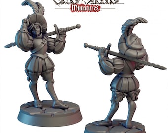 Landsknecht girl 28/32mm mini - Vae Victis | DnD | Paldin | Fighter | Human | Pathfinder | TTRPG | Female | Frostgrave | Monster
