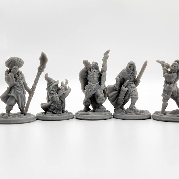 Miniature de fête D&D 5 - Groupe d'aventuriers 28 mm - Paladin | Moine | Sorcier | Barde | Barbare | Éclaireur