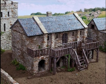 Black Rock Barracks - King and Country, DnD building | Pathfinder | Castle | Fort | Wargaming Terrain | Scatter scenery, Medieval, 28mm 32mm