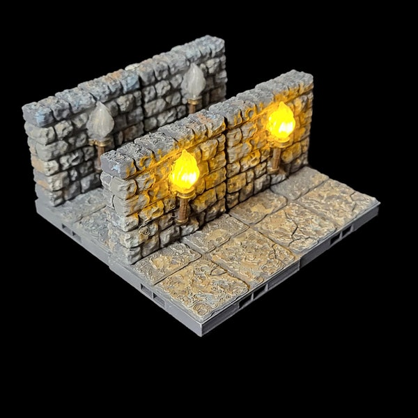 MAGNETIC LED Dungeon Torch Walls - Dungeon Theme |  Painted Tabletop Terrain | Dungeons And Dragons, D&D, Pathfinder, Wargaming Dragonlock