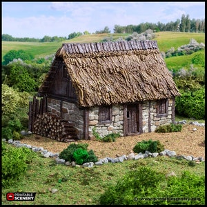 Norman Stone Barn - King and Country, DnD, Pathfinder, 15mm, 28mm, 32mm, wargaming terrain, scenery D&D farm, crops, medieval village, town