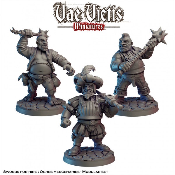 Ogre Mercenary 28/32mm mini set - Vae Victis | DnD | Fighter | Barbarian | Monster | Male | Pathfinder | TTRPG | Wargaming | Frostgrave