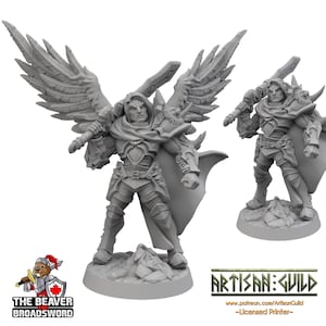 Guerrero humano ascendido masculino dnd mini - Gremio de artesanos / Aasimar / Ángel / Caballero / Clérigo, Paladín, Pathfinder, TTRPG, Wargaming, Guerrero,