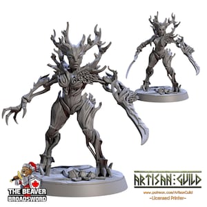 Barkwraith Spriggan A, Fighter, Monster, Fey, DnD, Elven- High Quality Resin Printed 28mm 32mm Tabletop Miniature, Tough Figurine