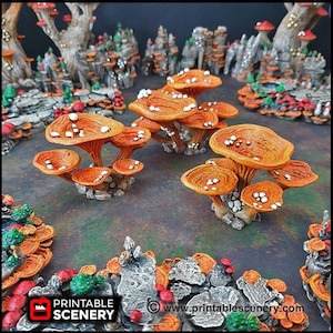 Lantern Clusters Mushroom Set - Printable Scenery | DnD | Cave | Swamp | Trees | Scatter Terrain | Wargaming, Goblin Grotto | 28mm 15mm 32mm