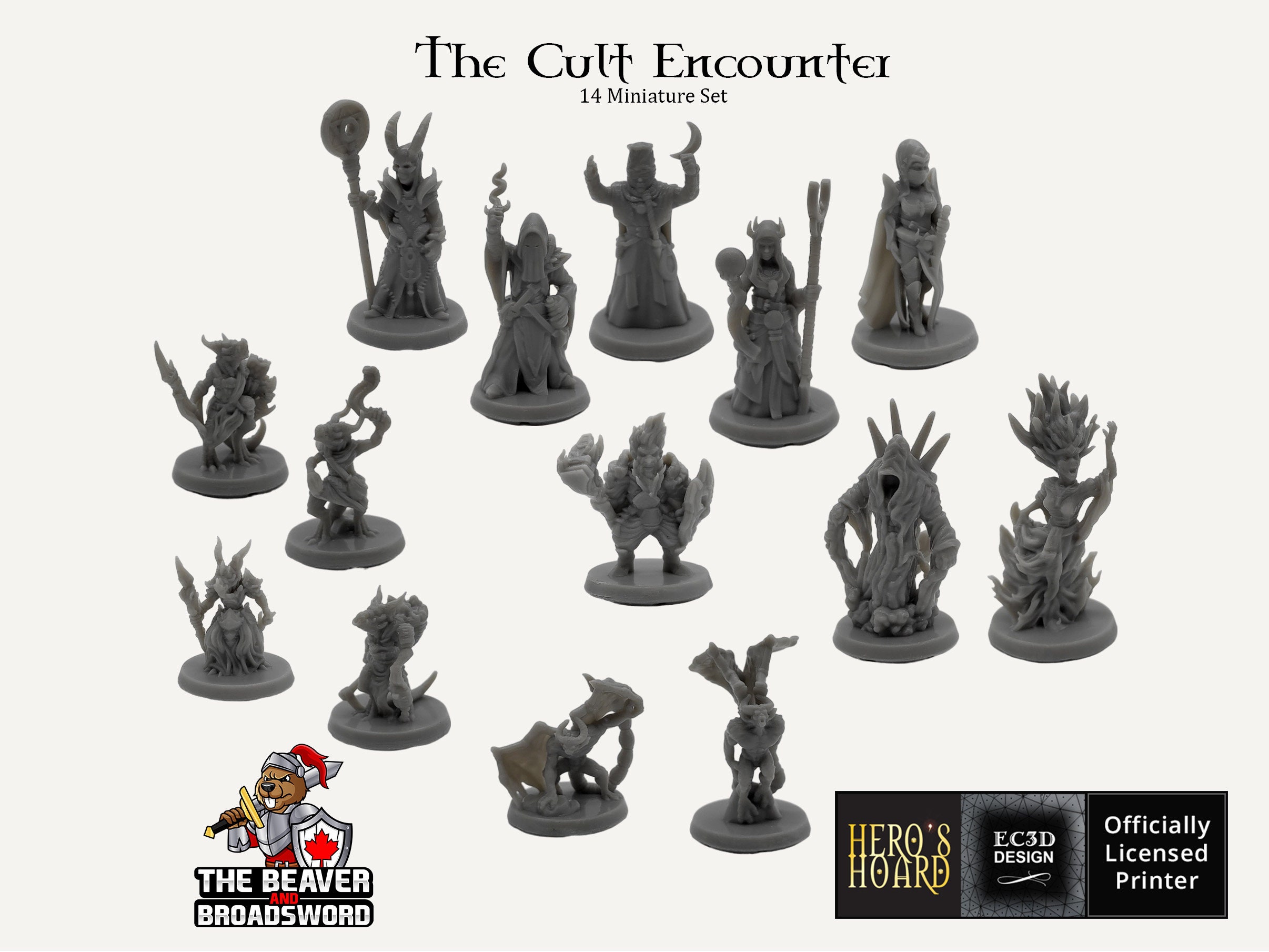 The Cult Encounter Dnd Mini Set EC3D Pathfinder 2E Ghost Kobold Cultist  Azer Banshee 32mm 28mm TTRPG Wargaming Pack 