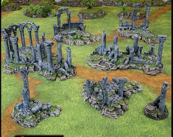 Ruinas Antiguas - Escenografía imprimible / DnD / Gruta de los Goblins / Ruina / Castillo / Terreno disperso / Wargaming / Pathfinder / 28 mm, 15 mm y 32 mm