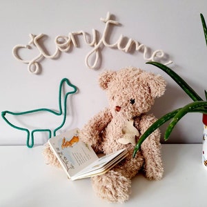 Storytime Cotton Knitted Wire Word / New Baby Gift / Children&#39;s Name Sign / Wire Art / Nursery Decor / Book Corner / Wall / Freestanding