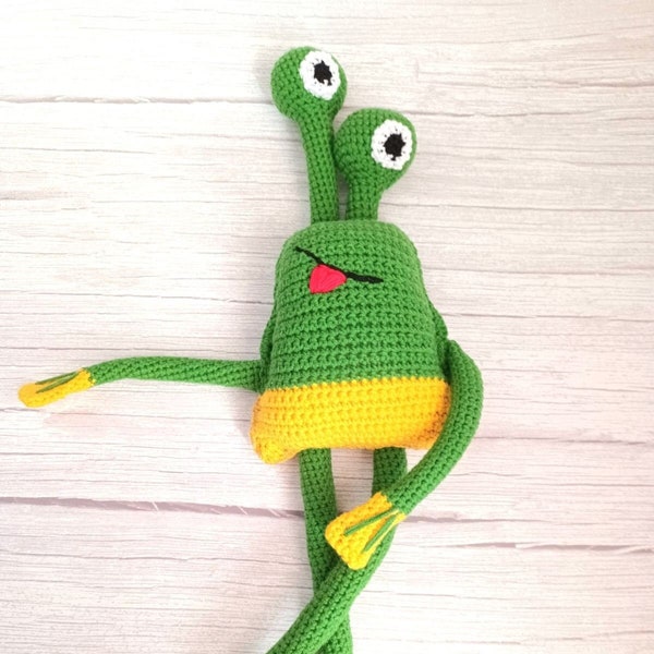 Grenouille sensorielle extensible. Jouet à développer au crochet pour bébé et tout-petit. Jouet poussette. Jouet de gymnastique pour bébé. Cadeau de naissance. Cadeau pour bébé. Cadeau pour tout-petit