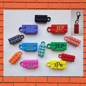 Personalized Brick Keychain 2x4 Block Keychain Brick Keyring Custom Brick Keychain Stackable Bricks Stocking Stuffer Keychain Party Bag Gift