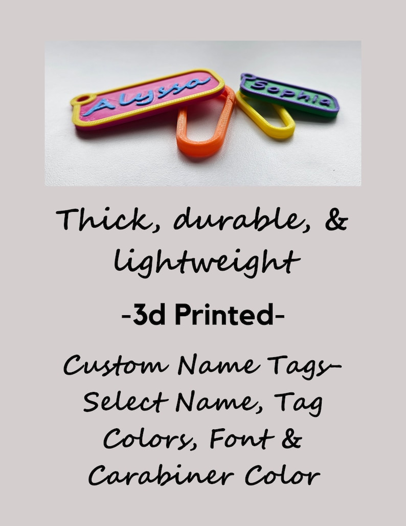 Custom Name Keychain Personalized Name Tags Carabiner Kid's Custom Name Tags Personalized Backpack Tags 3d Printed Keychains Party Bag Gifts image 4