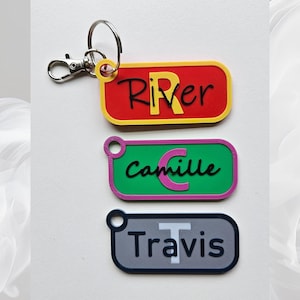 Etiqueta con nombre personalizada, llavero con nombre personalizado, etiquetas para mochilas, etiquetas con nombre para niños, llavero con impresión 3D, regalos para bolsas de fiesta