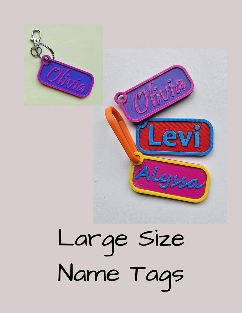 Custom Name Keychain Personalized Name Tags Carabiner Kid's Custom Name Tags Personalized Backpack Tags 3d Printed Keychains Party Bag Gifts image 2