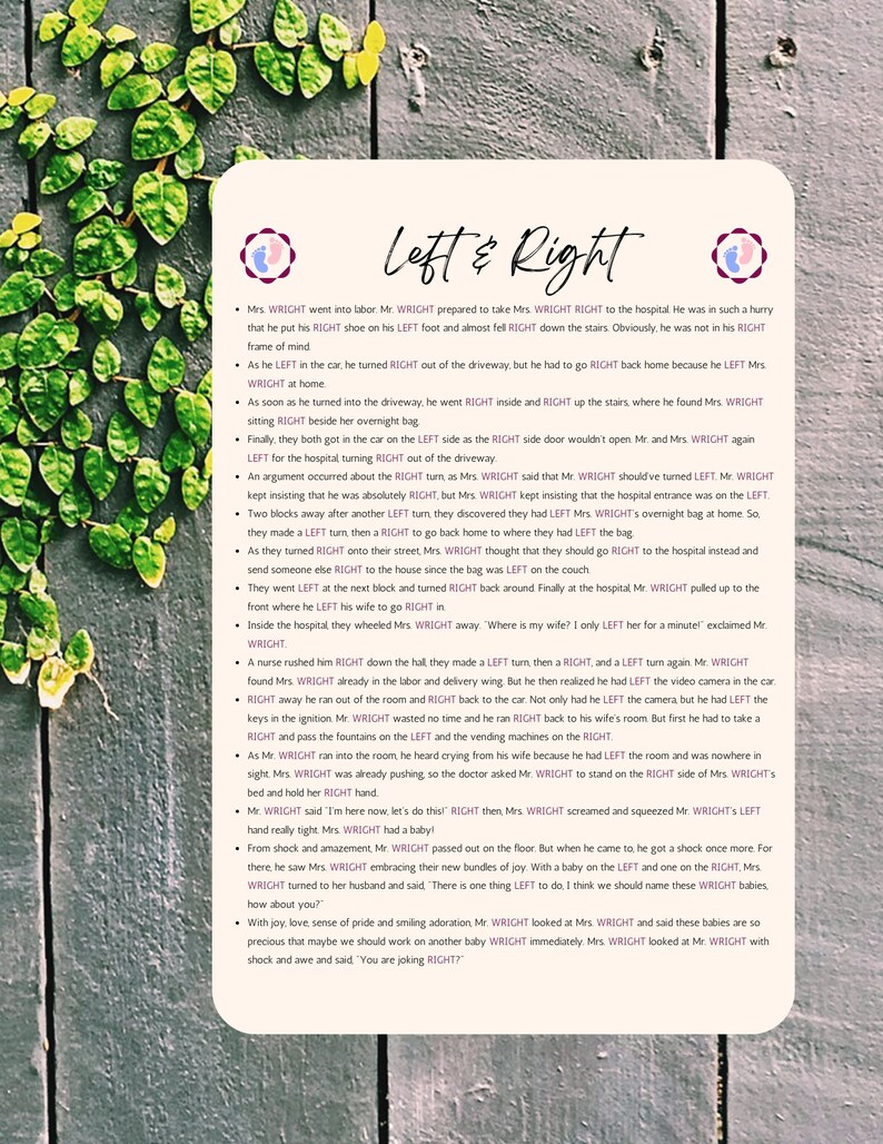 Left Right Baby Shower Game Printable, Left and Right Baby Shower ...