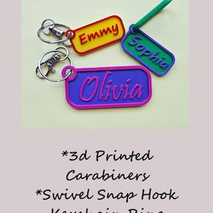 Custom Name Keychain Personalized Name Tags Carabiner Kid's Custom Name Tags Personalized Backpack Tags 3d Printed Keychains Party Bag Gifts image 6