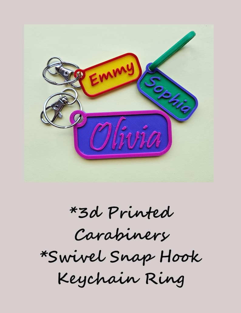 Custom Name Keychain Personalized Name Tags Carabiner Kid's Custom Name Tags Personalized Backpack Tags 3d Printed Keychains Party Bag Gifts image 6