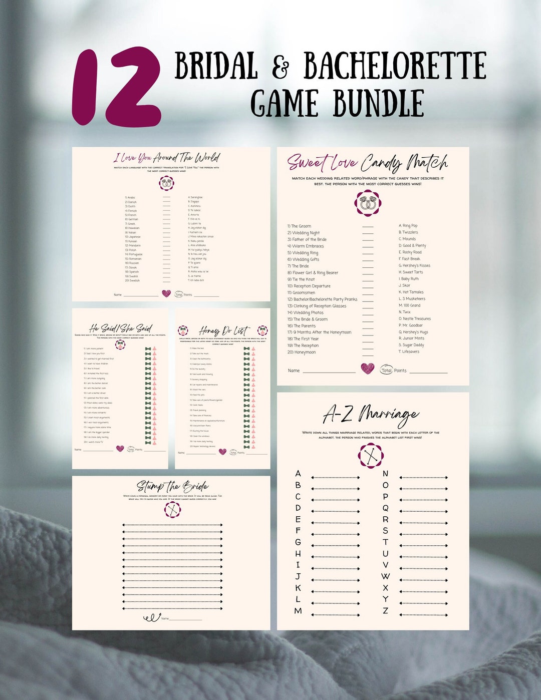 Bridal Shower Game Bundle Bachelorette Games Wedding Shower - Etsy