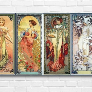 Cross Stitch Pattern The Seasons by Alphonse Mucha - PDF - Instant Digital Download