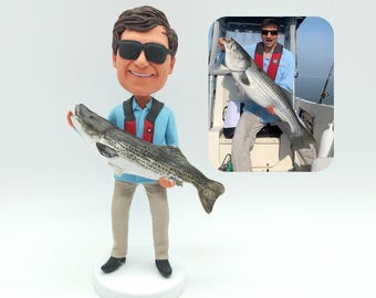 Personalized Fishing 3D Bobblehead Doll, Custom Fisherman Statue, Fishing Expert Commemorative Award, Birthday Gift, Christmas Gift