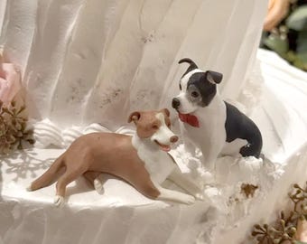 Personalized Polymer Clay Pet Figurines: Handcrafted Dog Wedding Cake Toppers,Pet Birthday Gifts