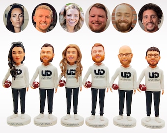 Personalized group 3D sculpture, group bobblehead dolls, rugby team group bobblehead dolls, sports team group statue, Company Christmas Gift