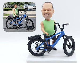 Personalized bike bobblehead doll, custom 3D bike sculpture, commemorative gift for top cyclists, dad's birthday present, Christmas gift