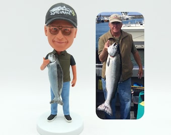 Custom Fishing Bobblehead Doll, Fishing Enthusiast Souvenir Gift, Fishing Expert Bobblehead Statue, Fisherman Birthday Gift, Christmas Gift