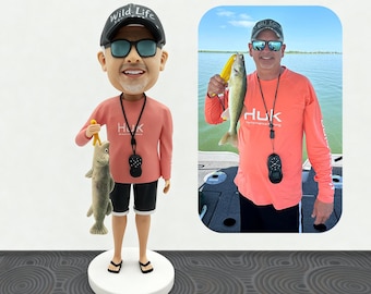 Personalized Fishing Bobblehead doll ,Custom Fisherman Birthday Gift, Fishing Enthusiast Gift, Fishing Christmas Gift