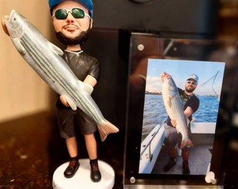 Personalized Fishing Bobblehead doll ,Custom Fisherman Birthday Gift, Fishing Enthusiast Gift, Fishing Christmas Gift