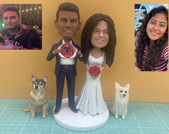 Custom Bobblehead Wedding Cake Topper,Personalized Wedding Cake Bobbleheads, Custom Figurine Wedding Cake Topper,Custom Wedding Bobblehead