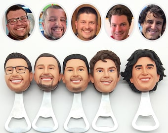 Personalized bottle opener, custom wine bottle stopper, gift for boyfriend, best man gift, beer head bottle opener, wedding bottle stopper