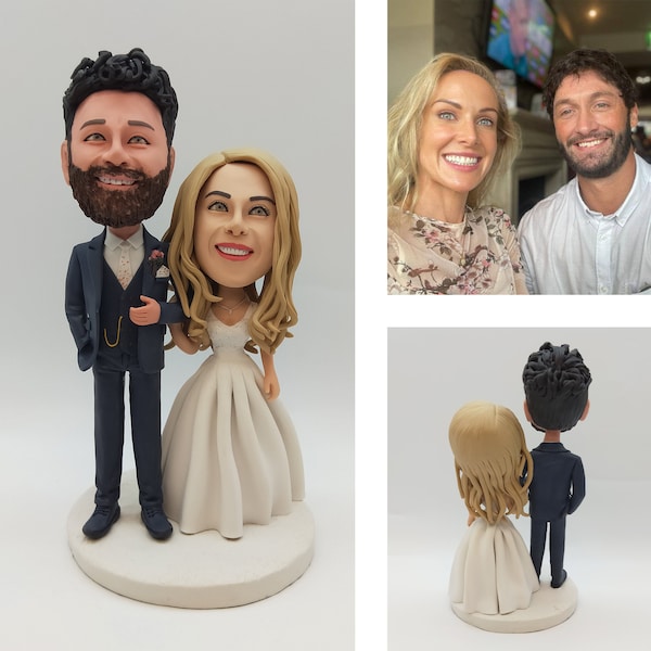 Custom Bobblehead Wedding Cake Topper, Personalized Wedding Cake Bobbleheads, Custom Figurine Wedding Cake Topper, Wedding Bobblehead