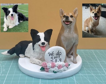 Décoration de gâteau de mariage de chien personnalisée personnalisée, décoration de gâteau pour animaux de compagnie, anniversaire d'animaux de compagnie, décoration de gâteau de chat, anniversaire d'animal de compagnie, figurines de chien