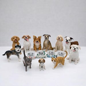 Custom Dog wedding Cake Topper, handmade Polymer Clay Pet Figurine, Dog Birthday Gift image 2