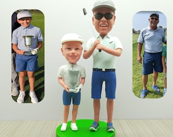 Custom Golf Bobblehead Dolls, Personalized Clay 3D Golf Figurines, Gifts for Dad and Son