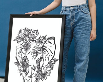 Linework Elephant - Etsy UK Linework Elephant - Etsy UK