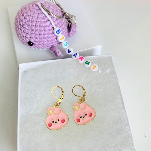 BT21 earrings, BTS earrings, BT21 Cookie earrings, BTS Jungkook earrings, BT21, BTS