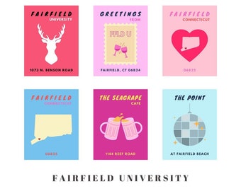 Fairfield University Preppy Posters Digital Print | Bright Wall Decor | Trendy Wall Decor | College Town Digital Print | FU Wall Prints, FFU