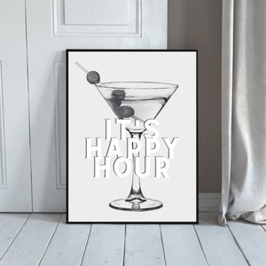It's Happy Hour Poster Print | Happy Hour Barwagen Print | Barwagen Poster Print | Digitaldruck | Barwagen Ästhetische | Digitaler Download