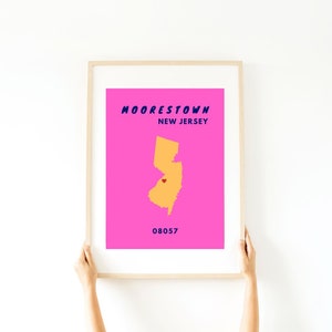 CUSTOM State Preppy Posters Digital Print | Trendy Wall Decor | College Town Digital Print | Hometown Print | New Jersey Print | NJ Print