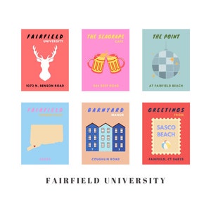 Fairfield University Preppy Posters Digital Print | Bright Wall Decor | Trendy Wall Decor | College Town Digital Print | FU Wall Prints, FFU